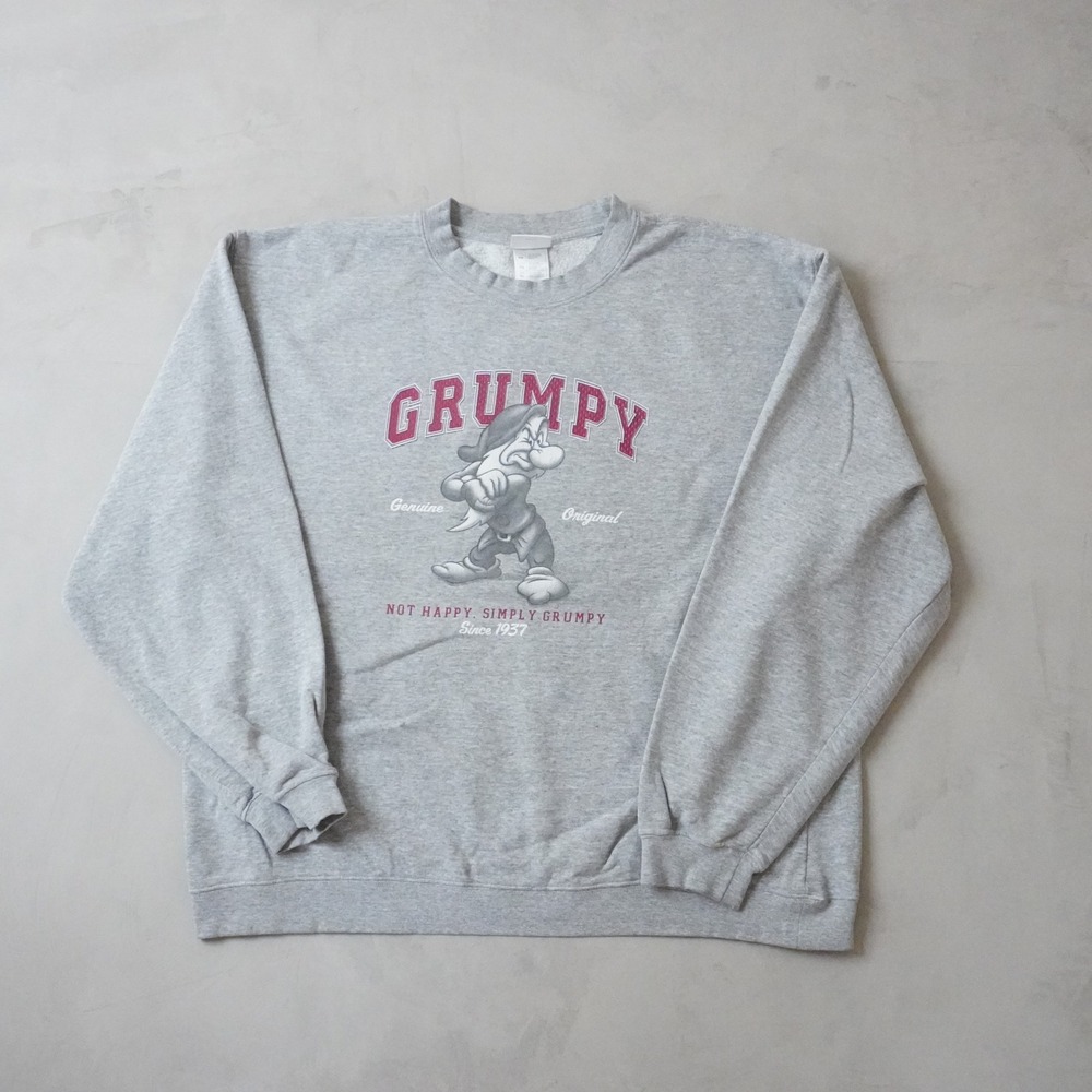 Vintage Disney Store Grumpy Sweatshirt XL Mens Gray Snow White Seven Dwarfs